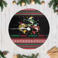 Funny Fishmas Bass Tree Skirt Christmas Santa Hat Lights - Wonder Print Shop