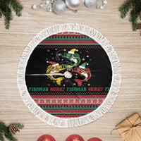 Funny Fishmas Bass Tree Skirt Christmas Santa Hat Lights - Wonder Print Shop