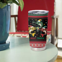 Funny Fishmas Bass Tumbler Cup Christmas Santa Hat Lights - Wonder Print Shop