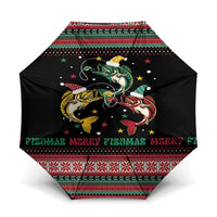 Funny Fishmas Bass Umbrella Christmas Santa Hat Lights - Wonder Print Shop