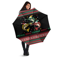Funny Fishmas Bass Umbrella Christmas Santa Hat Lights - Wonder Print Shop