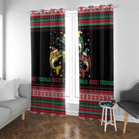 Funny Fishmas Bass Window Curtain Christmas Santa Hat Lights - Wonder Print Shop