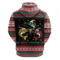 Funny Fishmas Bass Zip Hoodie Christmas Santa Hat Lights - Wonder Print Shop