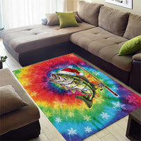 Funny Fishmas Bass Area Rug Merry Fishmas Tie-dye Christmas Vibes - Wonder Print Shop