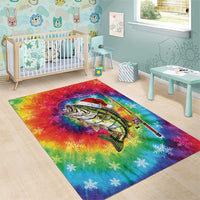 Funny Fishmas Bass Area Rug Merry Fishmas Tie-dye Christmas Vibes - Wonder Print Shop