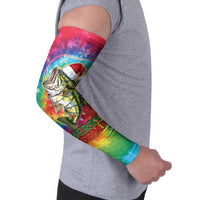 Funny Fishmas Bass Arm Sleeves Merry Fishmas Tie-dye Christmas Vibes - Wonder Print Shop