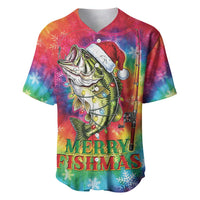Funny Fishmas Bass Baseball Jersey Merry Fishmas Tie-dye Christmas Vibes - Wonder Print Shop