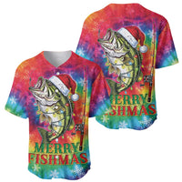 Funny Fishmas Bass Baseball Jersey Merry Fishmas Tie-dye Christmas Vibes - Wonder Print Shop