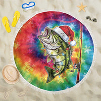 Funny Fishmas Bass Beach Blanket Merry Fishmas Tie-dye Christmas Vibes - Wonder Print Shop