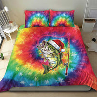 Funny Fishmas Bass Bedding Set Merry Fishmas Tie-dye Christmas Vibes - Wonder Print Shop