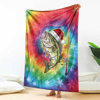 Funny Fishmas Bass Blanket Merry Fishmas Tie-dye Christmas Vibes - Wonder Print Shop