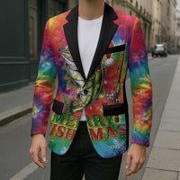 Funny Fishmas Bass Blazer Merry Fishmas Tie-dye Christmas Vibes - Wonder Print Shop