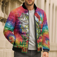 Funny Fishmas Bass Bomber Puffer Jacket Merry Fishmas Tie-dye Christmas Vibes - Wonder Print Shop