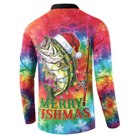 Funny Fishmas Bass Button Sweatshirt Merry Fishmas Tie-dye Christmas Vibes - Wonder Print Shop