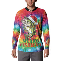 Funny Fishmas Bass Button Sweatshirt Merry Fishmas Tie-dye Christmas Vibes - Wonder Print Shop