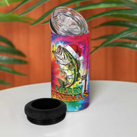 Funny Fishmas Bass 4 in 1 Can Cooler Tumbler Merry Fishmas Tie-dye Christmas Vibes - Wonder Print Shop