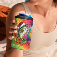 Funny Fishmas Bass 4 in 1 Can Cooler Tumbler Merry Fishmas Tie-dye Christmas Vibes - Wonder Print Shop