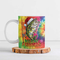 Funny Fishmas Bass Ceramic Mug Merry Fishmas Tie-dye Christmas Vibes - Wonder Print Shop
