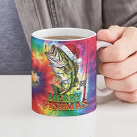 Funny Fishmas Bass Ceramic Mug Merry Fishmas Tie-dye Christmas Vibes - Wonder Print Shop