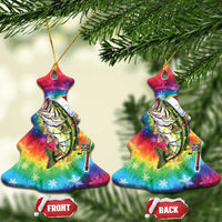 Funny Fishmas Bass Ceramic Ornament Merry Fishmas Tie-dye Christmas Vibes - Wonder Print Shop