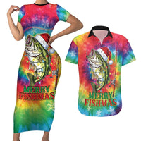 Funny Fishmas Bass Couples Matching Short Sleeve Bodycon Dress and Hawaiian Shirt Merry Fishmas Tie-dye Christmas Vibes - Wonder Print Shop