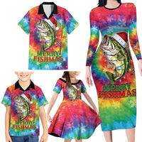 Funny Fishmas Bass Family Matching Long Sleeve Bodycon Dress and Hawaiian Shirt Merry Fishmas Tie-dye Christmas Vibes - Wonder Print Shop