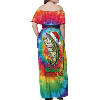 Funny Fishmas Bass Family Matching Off Shoulder Maxi Dress and Hawaiian Shirt Merry Fishmas Tie-dye Christmas Vibes - Wonder Print Shop