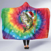 Funny Fishmas Bass Hooded Blanket Merry Fishmas Tie-dye Christmas Vibes - Wonder Print Shop