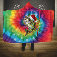 Funny Fishmas Bass Hooded Blanket Merry Fishmas Tie-dye Christmas Vibes - Wonder Print Shop