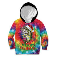 Funny Fishmas Bass Kid Hoodie Merry Fishmas Tie-dye Christmas Vibes - Wonder Print Shop