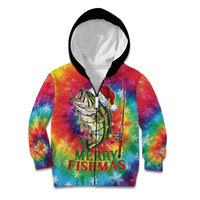 Funny Fishmas Bass Kid Hoodie Merry Fishmas Tie-dye Christmas Vibes - Wonder Print Shop