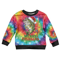 Funny Fishmas Bass Kid Ugly Christmas Sweater Merry Fishmas Tie-dye Christmas Vibes - Wonder Print Shop