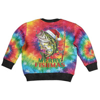 Funny Fishmas Bass Kid Ugly Christmas Sweater Merry Fishmas Tie-dye Christmas Vibes - Wonder Print Shop