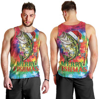 Funny Fishmas Bass Men Tank Top Merry Fishmas Tie-dye Christmas Vibes - Wonder Print Shop