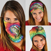 Funny Fishmas Bass Neck Gaiter Merry Fishmas Tie-dye Christmas Vibes - Wonder Print Shop