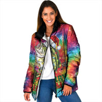 Funny Fishmas Bass Padded Jacket Merry Fishmas Tie-dye Christmas Vibes - Wonder Print Shop