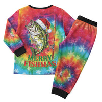 Funny Fishmas Bass Christmas Pajama Set Merry Fishmas Tie-dye Christmas Vibes - Wonder Print Shop