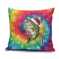 Funny Fishmas Bass Pillow Cover Merry Fishmas Tie-dye Christmas Vibes - Wonder Print Shop