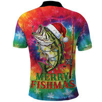 Funny Fishmas Bass Polo Shirt Merry Fishmas Tie-dye Christmas Vibes - Wonder Print Shop