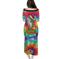 Funny Fishmas Bass Puletasi Merry Fishmas Tie-dye Christmas Vibes - Wonder Print Shop