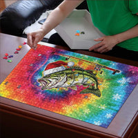 Funny Fishmas Bass Puzzle Merry Fishmas Tie-dye Christmas Vibes - Wonder Print Shop
