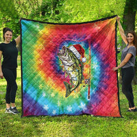 Funny Fishmas Bass Quilt Merry Fishmas Tie-dye Christmas Vibes - Wonder Print Shop
