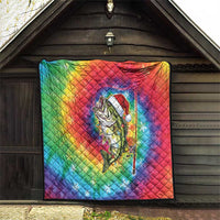 Funny Fishmas Bass Quilt Merry Fishmas Tie-dye Christmas Vibes - Wonder Print Shop