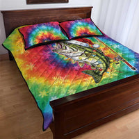 Funny Fishmas Bass Quilt Bed Set Merry Fishmas Tie-dye Christmas Vibes - Wonder Print Shop