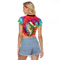 Funny Fishmas Bass Raglan Cropped T Shirt Merry Fishmas Tie-dye Christmas Vibes - Wonder Print Shop