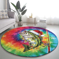 Funny Fishmas Bass Round Carpet Merry Fishmas Tie-dye Christmas Vibes - Wonder Print Shop