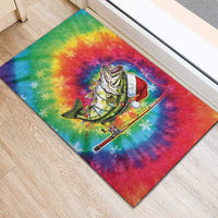 Funny Fishmas Bass Rubber Doormat Merry Fishmas Tie-dye Christmas Vibes - Wonder Print Shop