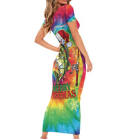 Funny Fishmas Bass Short Sleeve Bodycon Dress Merry Fishmas Tie-dye Christmas Vibes - Wonder Print Shop