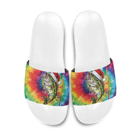 Funny Fishmas Bass Slide Sandals Merry Fishmas Tie-dye Christmas Vibes - Wonder Print Shop