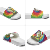 Funny Fishmas Bass Slide Sandals Merry Fishmas Tie-dye Christmas Vibes - Wonder Print Shop